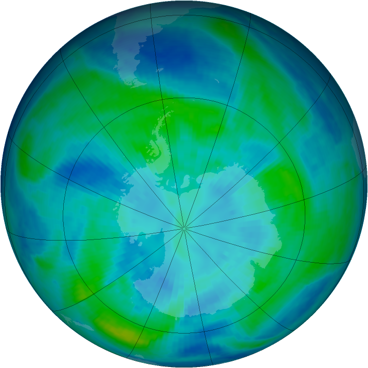Antarctic ozone map for 03 April 1998